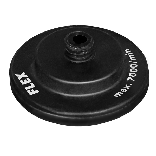 Flex Orbital Polisher Velcro backing plate on a white background.