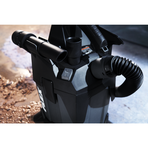 Flex Jobsite Vacuum vie of side and hose connection