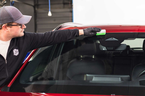 Armour Detail Supply Panel Prep being wiped off window of Mazda cx70