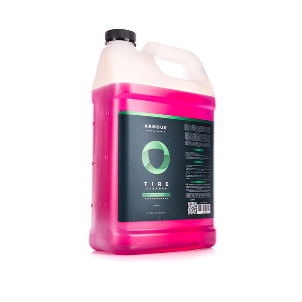 A jug of Armour Detail Tire Cleaner on a white background.