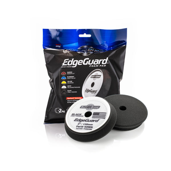 Buff and Shine Edgeguard 5in black 2 pack and packaging on a white background.
