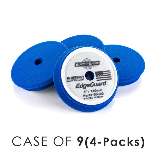 Four Buff and Shine Edgeguard polish pads on a white background with the text 'Case of 9(4-packs).