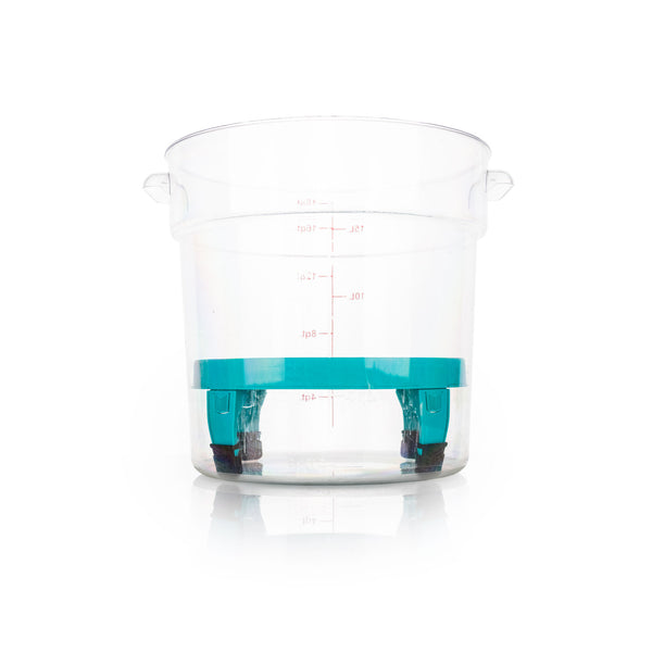 Teal clean screen inside of a bucket on a white background
