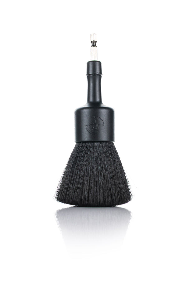 Detail Factory Drill Brush Polishing black large on a white background.