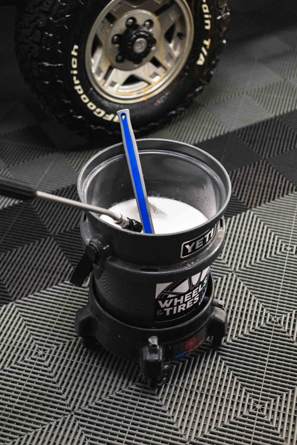 Detail Factory Fender Well Brush avalanche inside of a spoapy yeti bucket.