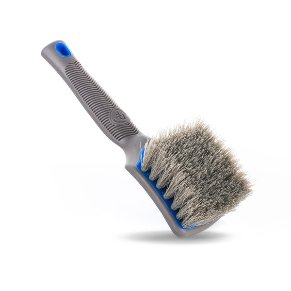 Detail Factory Tire Scrub Brush Avalanche bristle view on a white background.