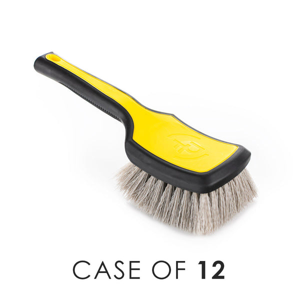 Detail Factory Tire Scrub Brush Livewire XL handle view with the text "Case of 12" on a white background.