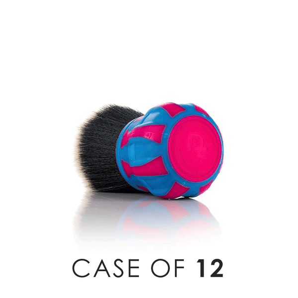 A pink and blue Detail Factory Curveball brush on a white background with the text 'Case of 12'.