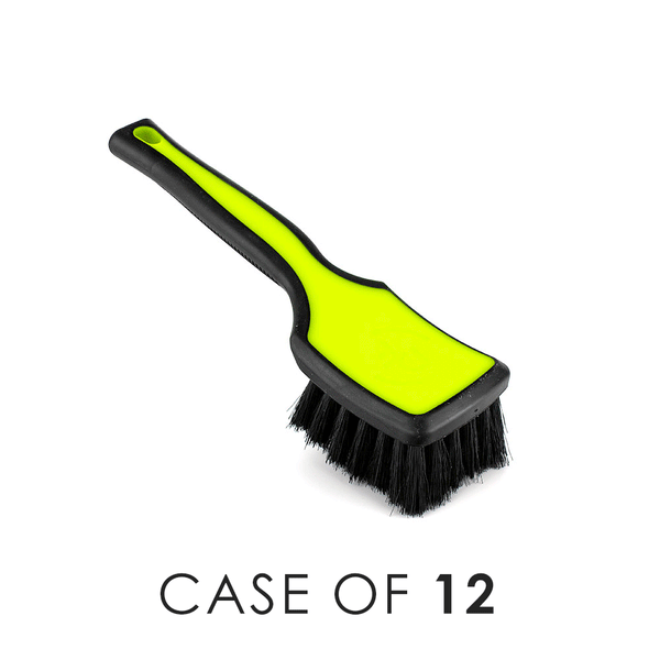 A green Detail Factory Interior Scrub Brush on a white background with the text 'Case of 12.
