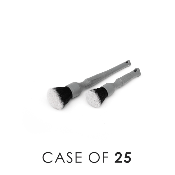 A short and long gray Detail Factory Trigrip brush in parallel on a white background with the text 'Case of 25'.