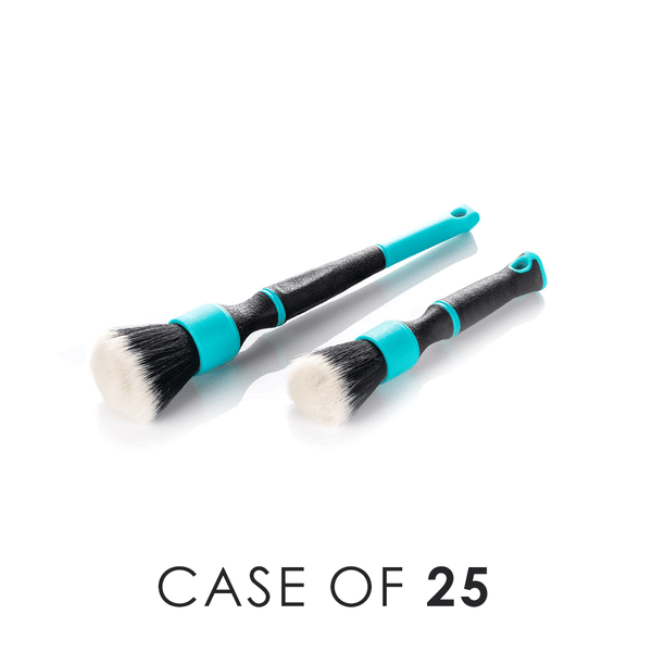 A short and long teal Detail Factory Trigrip brush in parallel on a white background with the text 'Case of 25'.