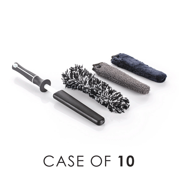 A Detail Factory Wheel Brush and three different covers on a white background with the text 'Case of 10'.