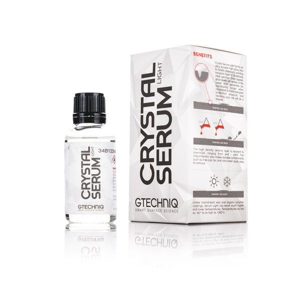Gtechniq Crystal Serum 30ml bottle and packaging on a white background