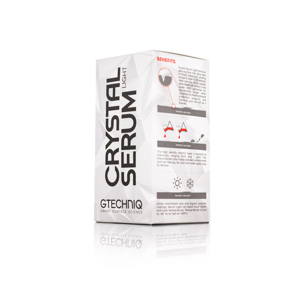 Gtechniq Crystal Serum Light 50ml Box front view on a white background.