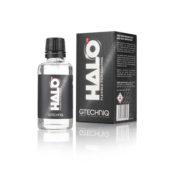 A 50ml bottle of HALO V2 Flexible Film coating for vinyl and PPF from Gtechniq