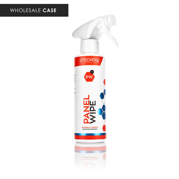 Gtechniq Panel wipe 250mL Bottle front view with the text "Wholesale Case" on a white background.