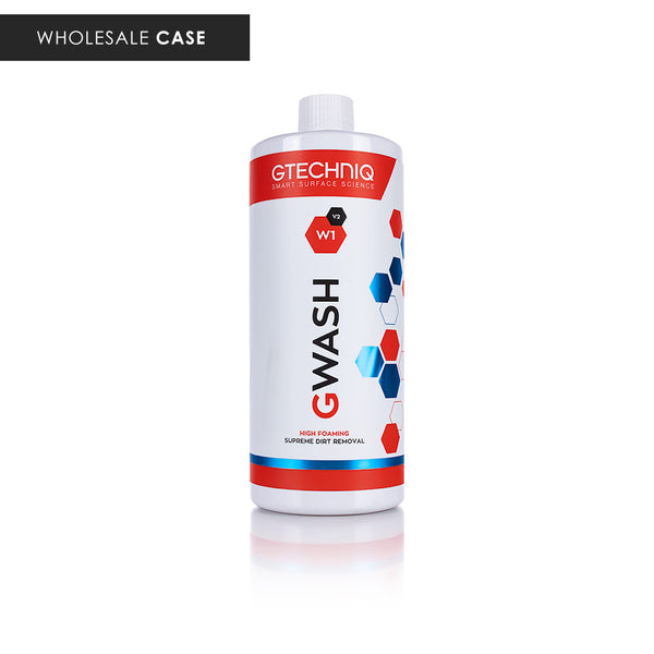 A bottle of Gtechniq W1 Gwash on a white background with the text 'Wholesale case'.