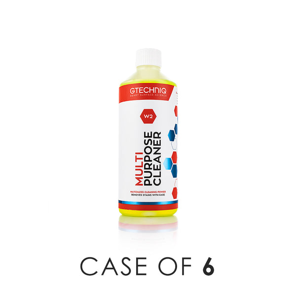 A bottle of Gtechniq W2 Multi-Purpose Cleaner on a white background with the text 'Case of 6'.