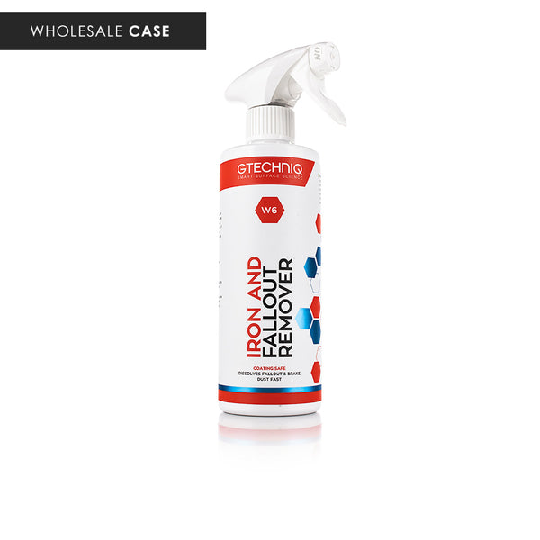 A spray bottle of Gtechniq W6 Iron and Fallout Remover on a white background with the text 'Wholesale Case'.