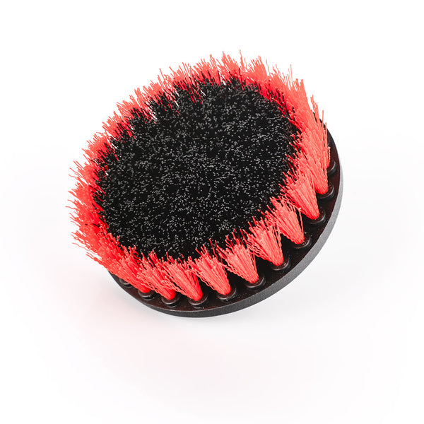 Koch-Chemie Drill Brush Set Hard Large Red and Black Bristle view on a white background.