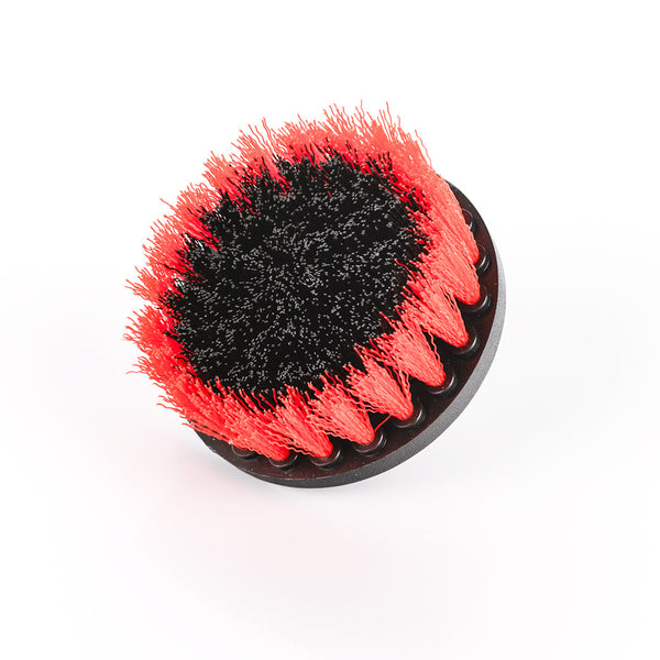 Koch-Chemie Drill Brush Set Hard Medium Red and Black Bristle view on a white background.