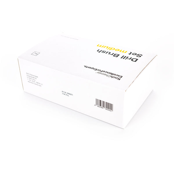 Koch-Chemie drill brush set medium box back view on a white background.
