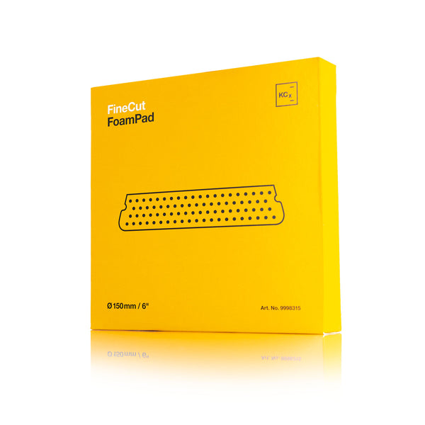 Koch-Chemie FineCut FoamPad 150mm packaging front view on a white background.