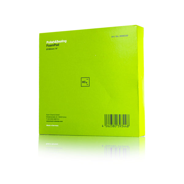 Koch-Chemie Polish&Sealing FoamPad 150mm packaging back view on a white background.