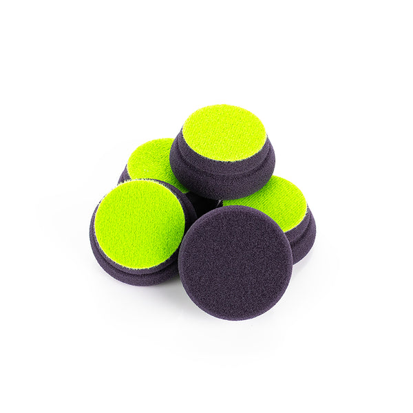 Koch-Chemie Polish&Sealing FoamPad 45mm 5 pack front and back view on a white background.