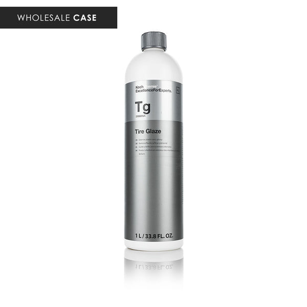 A bottle of Koch Chemie Tire Glaze on a white background with the text 'wholesale case'.