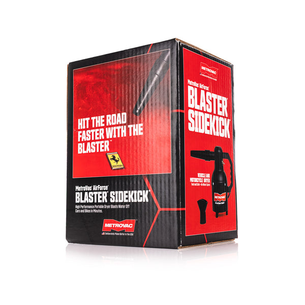 Metrovac Blaster Sidekick Box back view on a white background.