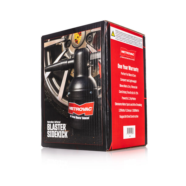 Metrovac Blaster Sidekick Box front view on a white background.