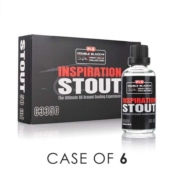 P&S Inspiration Stout 50ml bottle and packaging view with the text "Case of 6" on a white background.