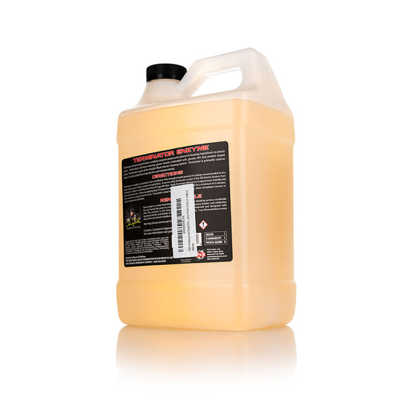 The back of a jug of P and S terminator on a white background.