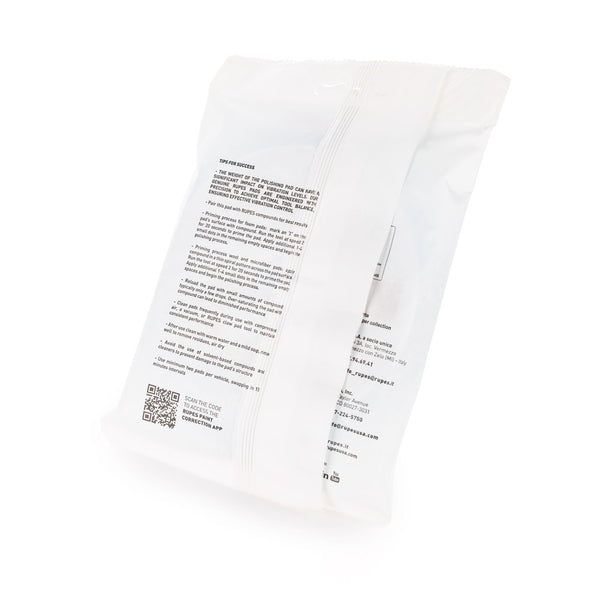 Rupes D-A INTERMEDIATE High Performance Cut & Finish Foam Pad Blue 6 inch back of packaging on a white background.