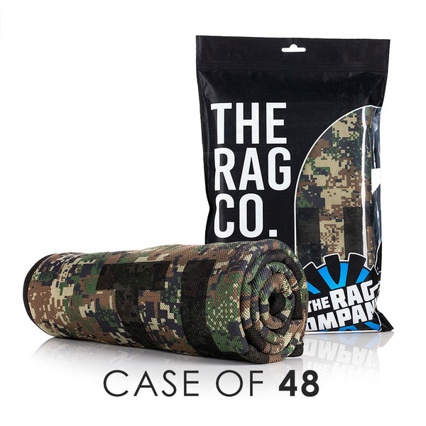 Slim Dryer 25 x 35 Digital Camo rolled with packaging and the text "Case of 48" on a white background.