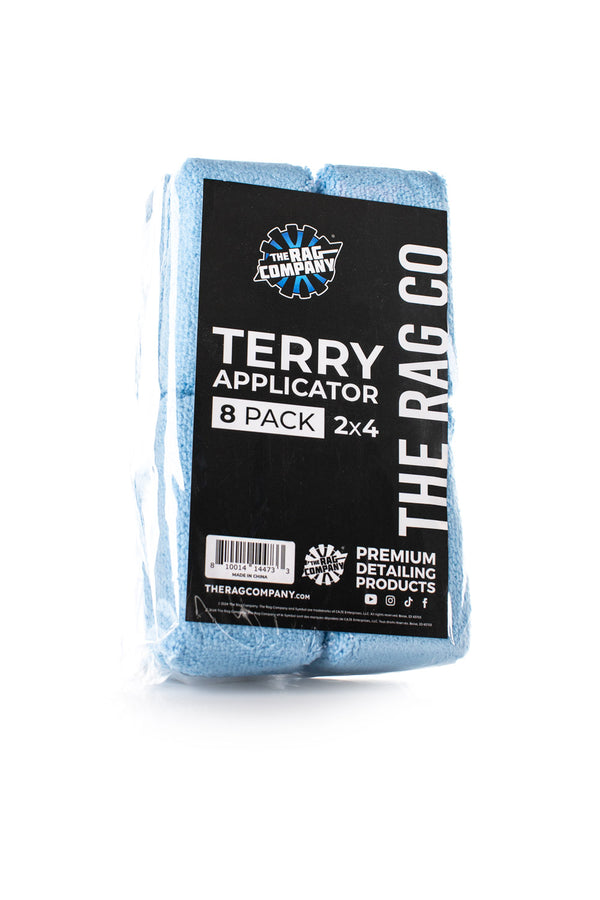 Terry Sponge 2 x 4 Blue 8 pack front of packaging on a white background.