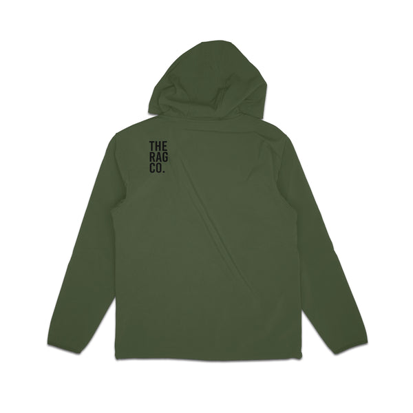 The Rag Company Performance Zip Hoodie Pine Green Back View