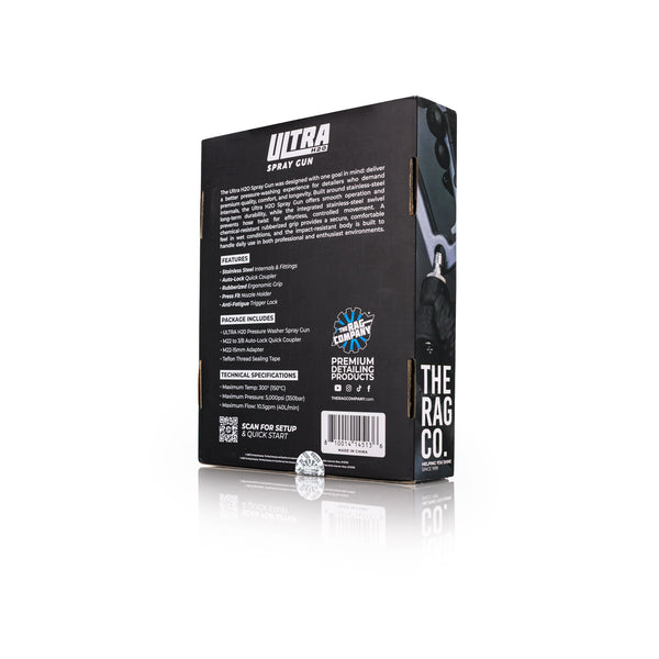 TRC Ultra H2o Spray Gun packaging back view on a white background.