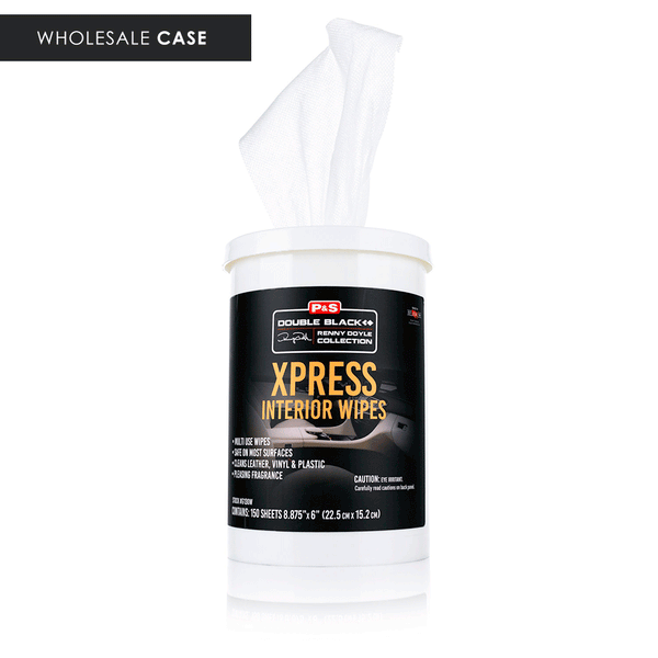 A bucket of P & S Xpress Interior Wipes on a white background with the text 'Wholesale Case'.