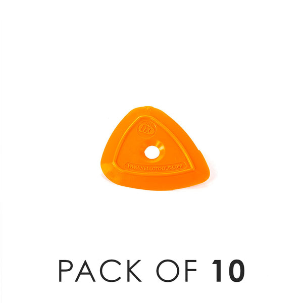 A orange Yelloplek on a white background with the text 'Pack of 10'.