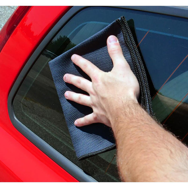 TRC Diamond Weave Glass & Window Towel Black 16x16 Example