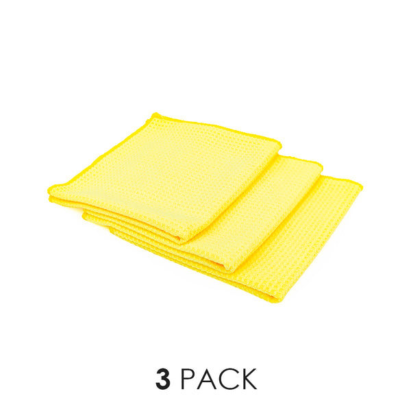 The Rag Company Standard Waffle-Weave Yellow Pack of 3