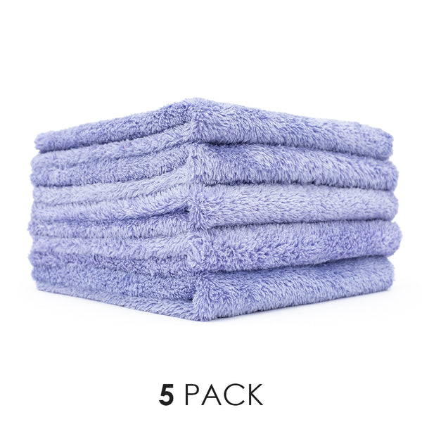 A 5 pack of lavender Eagle Edgeless 350 16x16 towels from The Rag Company