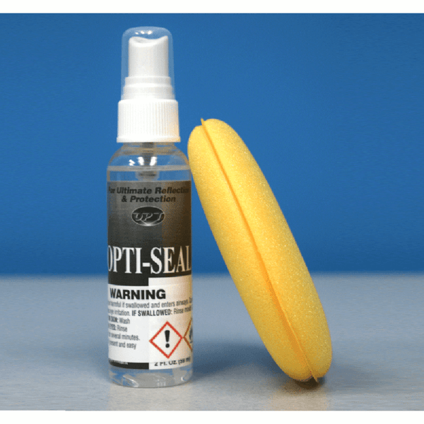 Optimum Opti-Seal 2 oz bottle and foam pad on a white background.