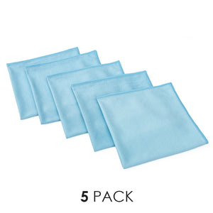 A 5 pack of blue 16x16 Premium Glass & Window microfiber towels from The Rag Company
