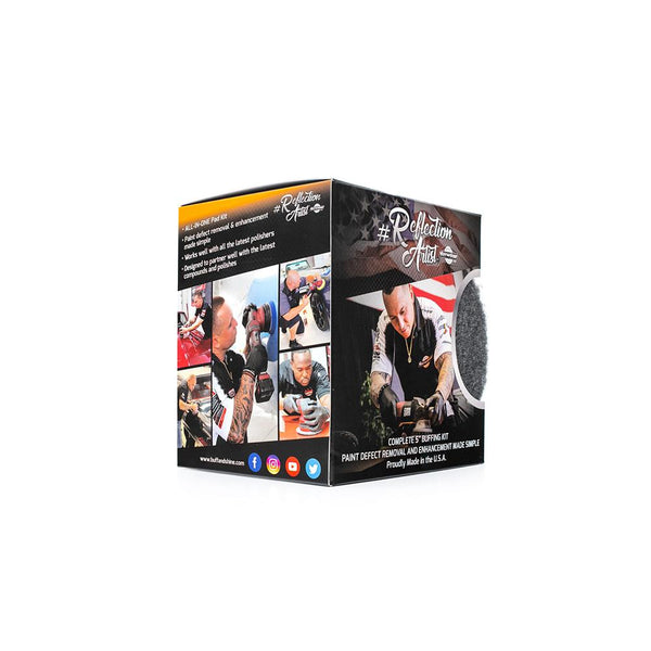 The backs of the Reflection Artist Buffing Kit on a white background.