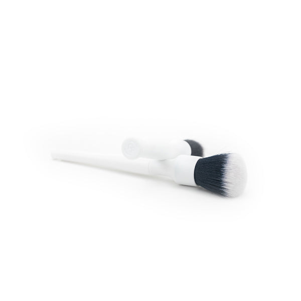 Detail Factory Synthetic Brush White Short and Long Handle 2 Pack Close up