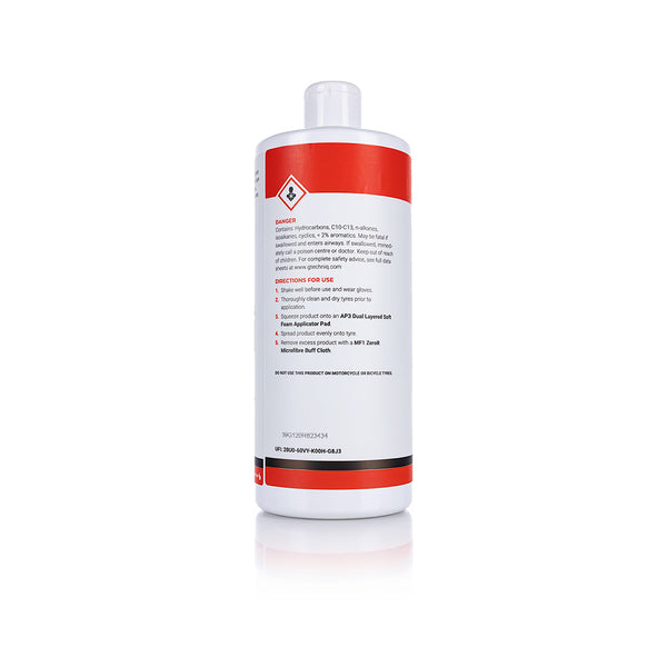 A 1 liter bottle of T1 Durable Tyre and Trim Gel from Gtechniq