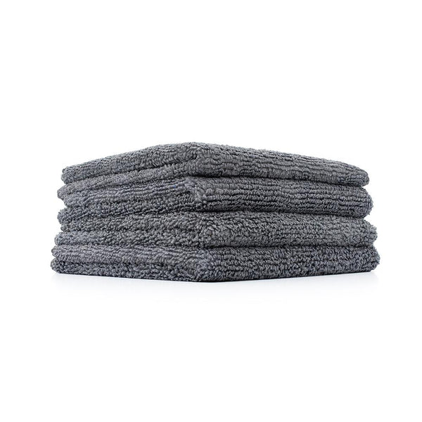 The Rag Company Mini Miner Grey Towel Pack of 4 on a white background.